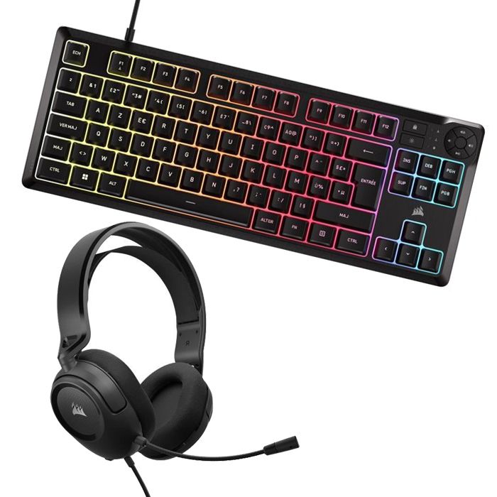 Ensemble Casque et clavier Corsair HS35 K55 CORE TKL