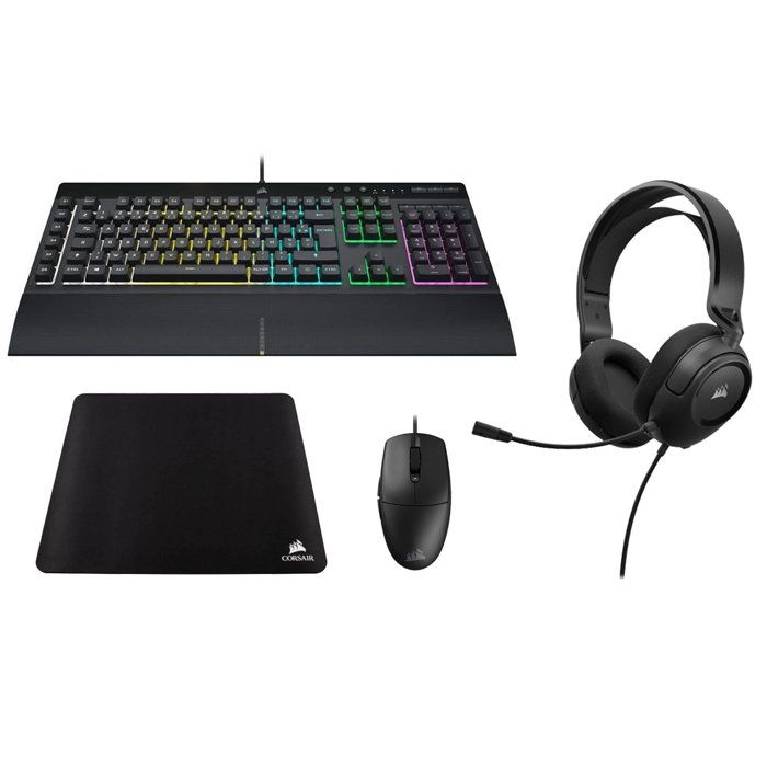 Ensemble Clavier souris tapis de souris et casque Corsair HS35 V2 Stereo K55 PRO M55-WIRED MM250 XL