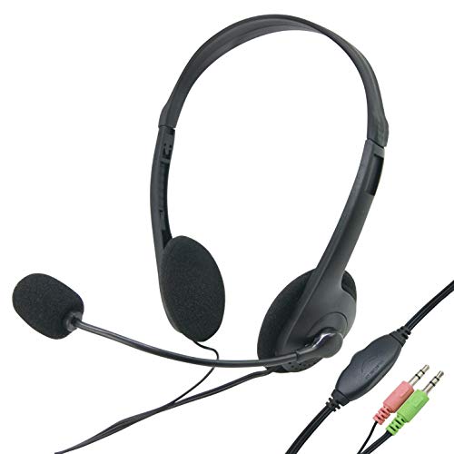 Waytex 69114 Casque Audio avec Micro Orientable Noir Connexion Jack 3,5mm Volume Réglable