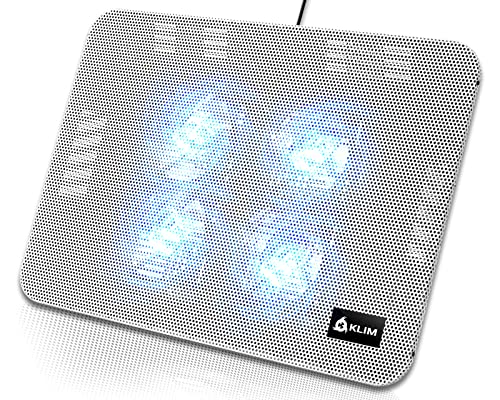 KLIM Serenity Refroidisseur PC Portable - 11 à 15.6 pour Mini et Petits PC Grille en Métal Stable et Solide Support Ventilé Silencieux NOUVEAUTÉ (Blanc)