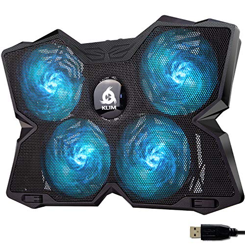 KLIM Wind - Refroidisseur Ordinateur Portable - Plus de 500 000 unités vendues - Nouveauté 2024 - Le Plus Puissant - 4 Ventilateurs Silencieux - Refroidisseur PC Portable PS5, PS4 Xbox - Cyan