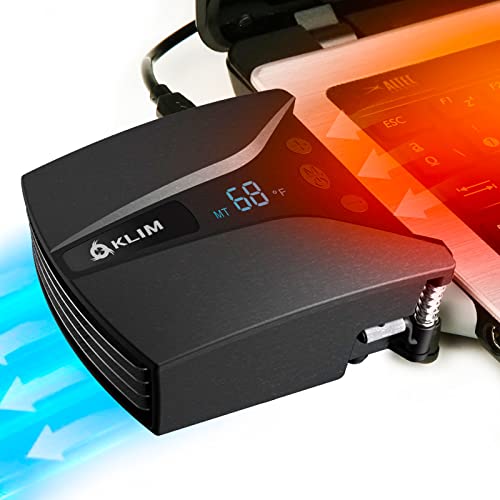 KLIM Tempest Refroidisseur pour PC Portable - Nouveauté - Extracteur d'air - Refroidissement Rapide - Détection de température - Mode Automatique Manuel - 4000 RPM