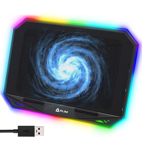 KLIM K21 Refroidisseur PC Portable RGB 11 - 17 Support PC Portable Ventilé Gamer Ventilateur Puissant Stable et Silencieux Compatible Mac et PS4 NOUVEAUTÉ 2022