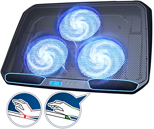 KLIM KN02 Refroidisseur PC Portable 11-17,3 Pouces - Repose-Poignets Ergonomiques Innovants - 3 Ventilateurs de 1500 RPM - Support PC Portable Grille métallique Garanti 5 Ans - 2022
