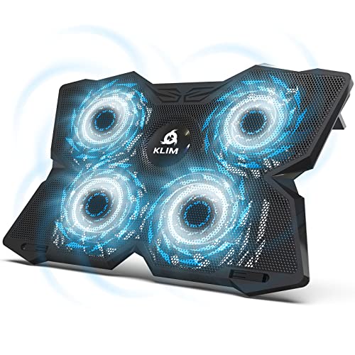 KLIM Diamond - Refroidisseur Ordinateur Portable - Plus de 500 000 unités vendues - Nouveauté - Le Plus Puissant - 4 Ventilateurs Silencieux - Refroidisseur PC Portable PS5, PS4 Xbox - Bleu
