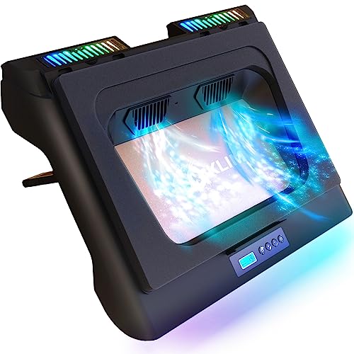 KLIM Everest - Support Ordinateur Portable Ventilé - Nouveauté - Refroidisseur PC Portable à Turboventilateur (4300 RPM) et Mousse Isolante - pour PC de 14-17,3 - Noir