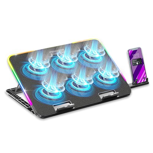 EMPIRE GAMING - Guardian C600 Refroidisseur PC Ordinateur Portable 12’’ à 15,6’’ - 6 Ventilateurs - Molette de Vitesse - 7 Modes RGB - 5 Hauteurs Réglables – Support Amovible