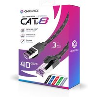 Cable Ethernet Reseau RJ45 Cat 8 Oniverse 3 m Black pour PS5 PS4 Nintendo Switch 2 Nintendo Switch Xbox PC et Mac