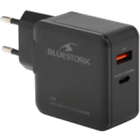Bluestork Chargeur GaN 65W 2 ports - USB-C USB-A - Noir