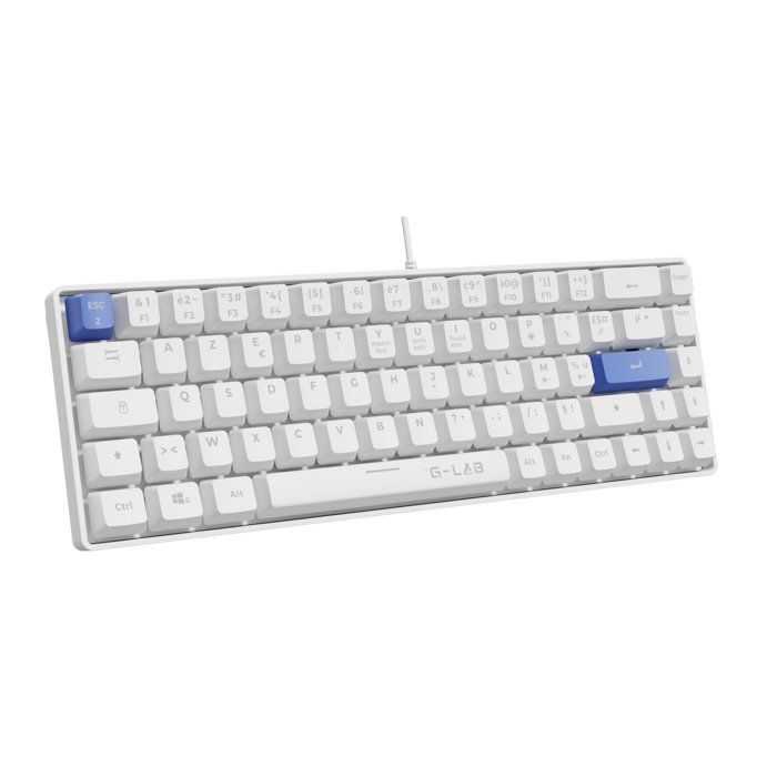Clavier Gamer - The G-Lab - KEYZ HYDROGEN - 60 Format Compact - Touches bleus - Filaire -BLANC