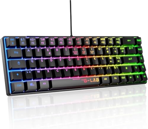 The G-Lab Keyz Hydrogen - Clavier Gaming Qwert - Comprend Ñ - Clavier de Jeu Semi-mécanique - Clavier Gamer 60 , rétroéclairage Multicolore - Mini Clavier Gamer Silencieux, pour PC, PS4, PS5-2024