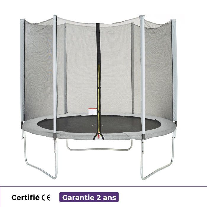 Trampoline O 250 cm Grey - KANGUI - Maxi Eco Avec Filet