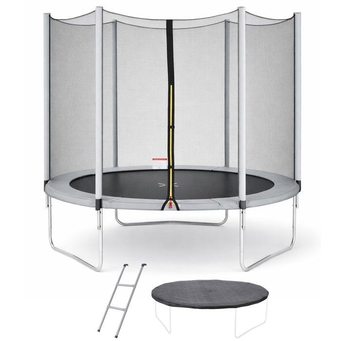Trampoline O 300 cm Grey Maxi Eco - KANGUI - Filet Echelle Couverture de Protection