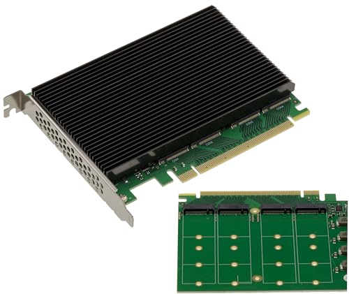 KALEA-INFORMATIQUE Carte contrôleur PCIe Gen 5.0 x16 pour 4 SSD M.2 NVMe M Key avec chipset PI6CB33402 PCIe5 64GB s