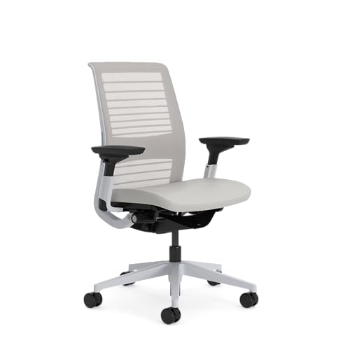 Steelcase Chaise de Bureau Ergonomique Think, accotoirs 4D, Blanc