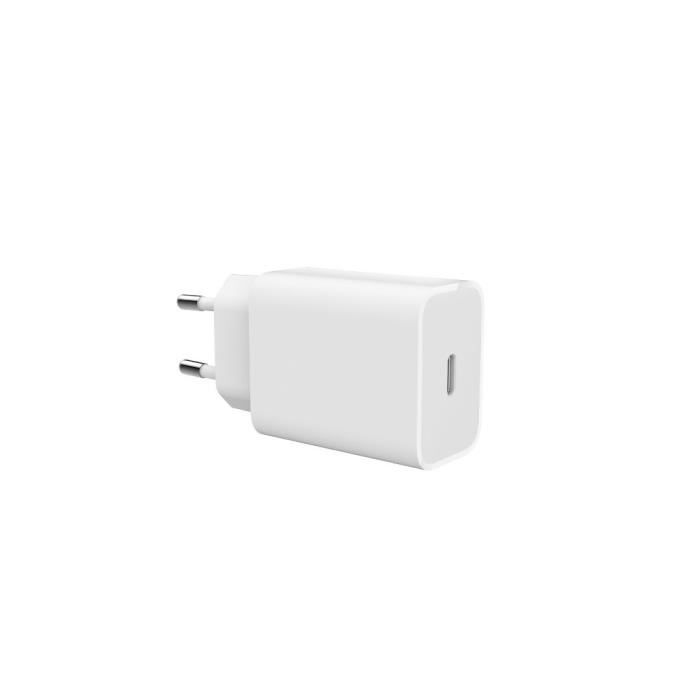 Chargeur secteur 1 Port USB-C 5V 3A 9V 2.78A 12V 2.08A 25W Power Delivery coloris White - Format sachet