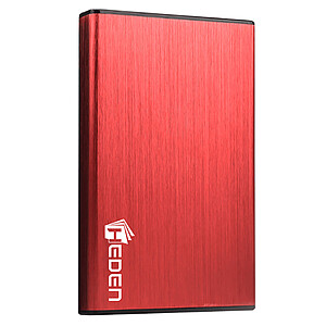 Heden boitier externe en aluminium brosse pour disque dur 2 5 SATA III coloris Red

