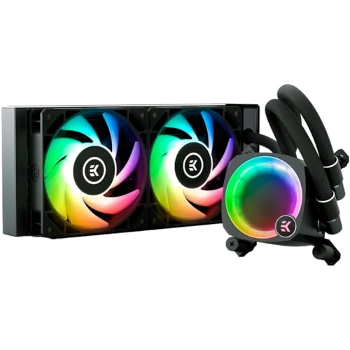 EKWB EK Nucleus AIO CR240 Lux D-RGB All-in-One Liquid CPU Kühler mit EK FPT Lüftern, Wasserkühlung Computerteile, 120 mm Lüfter, kompatibel mit den esten Intel AMD CPUs
