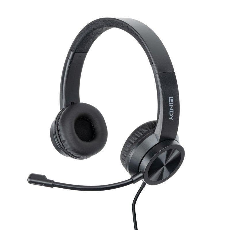 Lindy Casque Lindy 20439 filaire USB-C pour bureau avec micro et contrôle en ligne Black