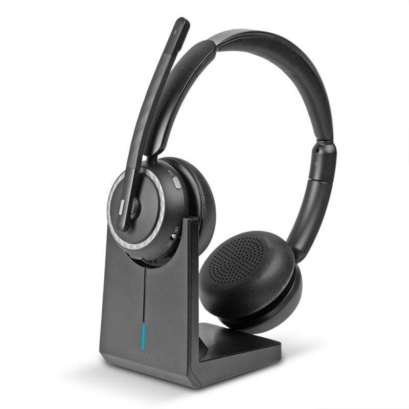 Lindy Auriculaires Lindy L118 filaires et Bluetooth USB-C pour bureau et call center noirs