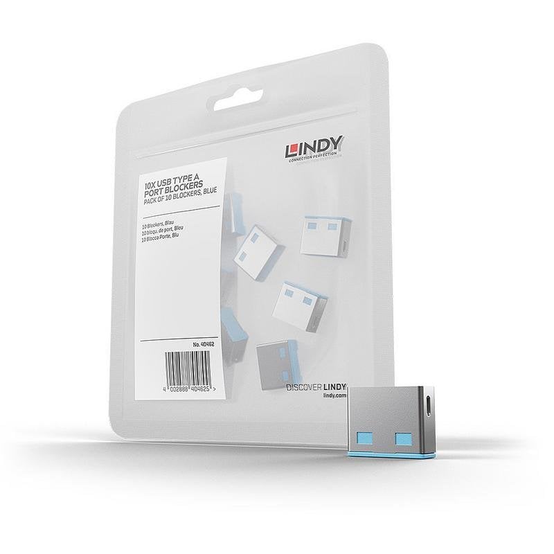 Lindy Bloqueur de Port Lindy USB Type-A Blue Pack 10