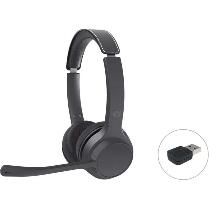 Conceptronic CONCEPTRONIC POLONA04BA Casque stéréo Bluetooth 5.3 avec adaptateur audio USB, microphone antibruit