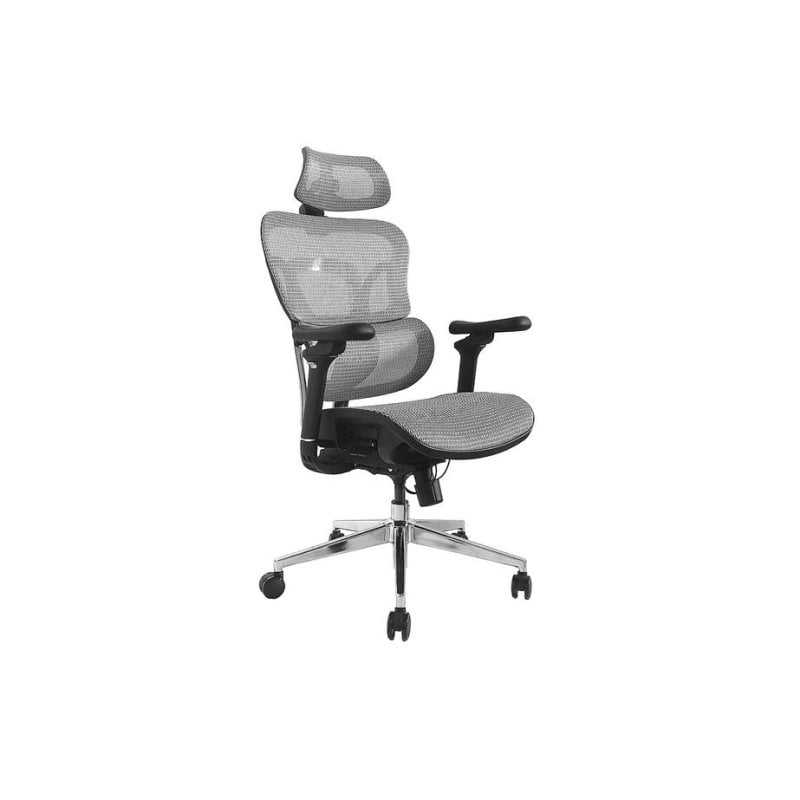 equip Chaise de bureau Equip 651050 dossier et assise en maille grise accoudoirs 3D