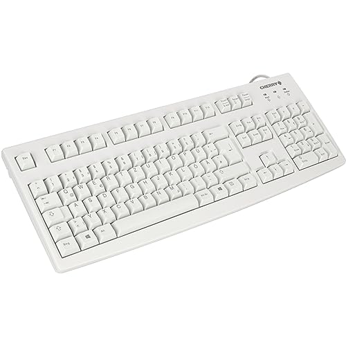 CHERRY G83-6105, Clavier Filaire pour Applications Industrielles, Disposition DE (QWERTZ), Touches Résistantes à l'abrasion, Facile à Nettoyer, Recyclable, Gris Clair