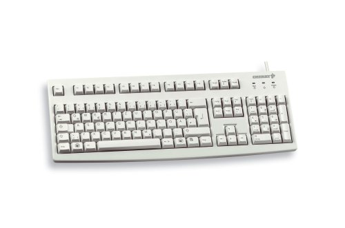 CHERRY G83-6104, Clavier Filaire pour Applications Industrielles, Disposition EU (QWERTY), Touches Résistantes à l'abrasion, Facile à Nettoyer, Recyclable, Gris Clair