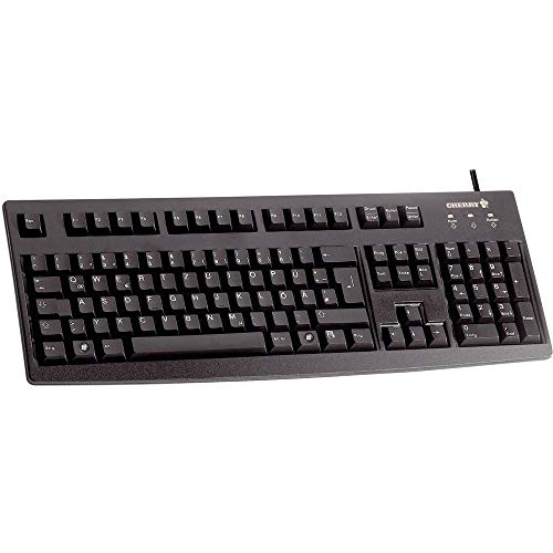 CHERRY G83-6105, Clavier Filaire pour Applications Industrielles, Disposition DE (QWERTZ), Touches Résistantes à l'abrasion, Facile à Nettoyer, Recyclable, Noir