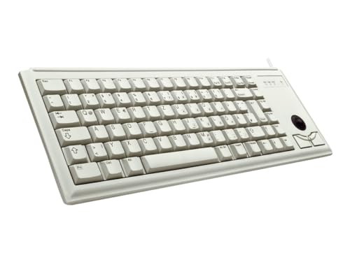 CHERRY G84-4400, Clavier Compact avec Trackball, Disposition US (QWERTY), Filaire (Connexion PS 2), 2 Touches Souris, Switchs Mécaniques CHERRY ML, Gris