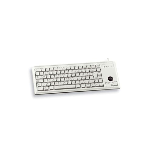 CHERRY G84-4400, Clavier Compact avec Trackball, Disposition UK (QWERTY), Filaire (Connexion USB), 2 Touches Souris, Switchs Mécaniques ML, Gris