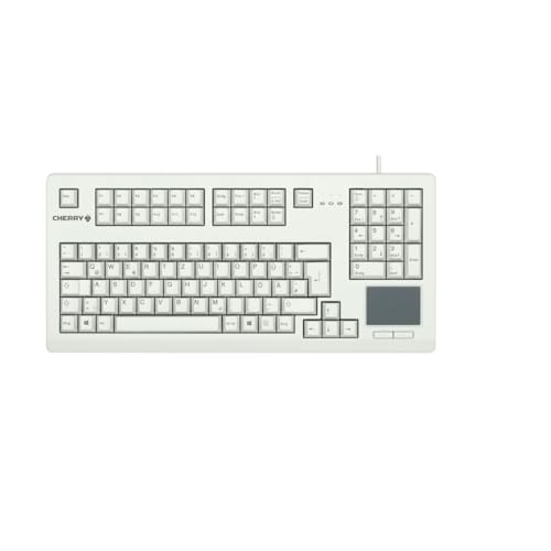 CHERRY TouchBoard G80-11900, Disposition Allemande, Clavier QWERTZ, Clavier Filaire, Clavier mécanique, mécanique ML, pavé Tactile intégré, Peu encombrant, Ergonomique, Gris Clair