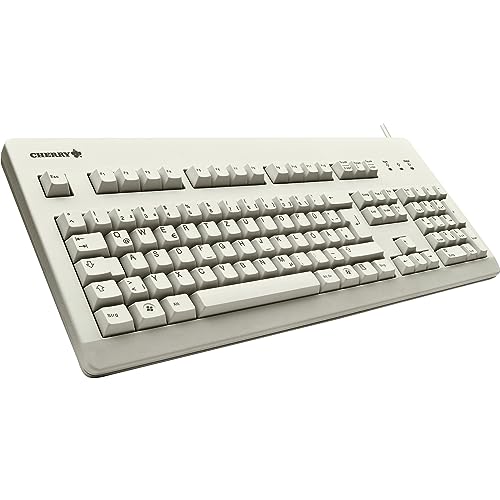 CHERRY G80-3000, Clavier Mécanique Filaire, Disposition EU (QWERTY), Connexion USB, Robuste, Touches Programmables, MX Black Switches, Gris Clair