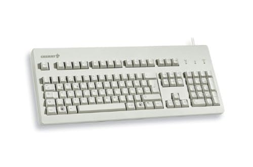 CHERRY G80-3000, Clavier Mécanique Filaire, Disposition EU (QWERTY), Connexion USB, Robuste, Touches Programmables, MX Blue Switches, Gris Clair