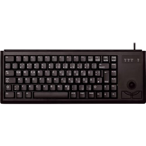 CHERRY G84-4400, Clavier Compact avec Trackball, Disposition DE (QWERTZ), Filaire (Connexion PS 2), 2 Touches Souris, Switchs Mécaniques ML, Noir