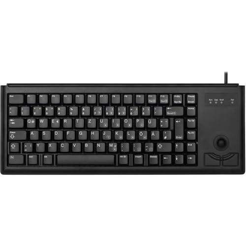 CHERRY G84-4400, Clavier Compact avec Trackball, Disposition DE (QWERTZ), Filaire (Connexion USB), 2 Touches Souris, Switchs Mécaniques CHERRY ML, Noir