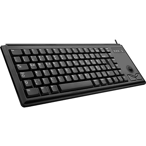 CHERRY G84-4400, Clavier Compact avec Trackball, Disposition EU (QWERTY), Filaire (Connexion USB), 2 Touches Souris, Switchs Mécaniques ML, Noir