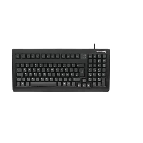 CHERRY G80-1800, disposition internationale, clavier QWERTY, clavier filaire, clavier mécanique compact, peu encombrant, ergonomique, CHERRY MX SWITCHES, noir