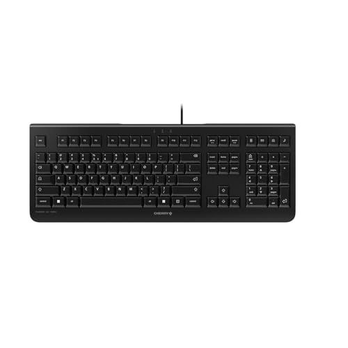 CHERRY KC 1000, Clavier Filaire, Disposition EU (QWERTY), Plug Play Via Un Port USB, Design Plat, Frappe silencieuse, Noir