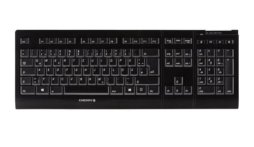 CHERRY B UNLIMITED 3 0 ensemble clavier et souris sans fil disposition francaise clavier AZERTY piles rechargeables lettrage des touches resistant a l abrasion Blue Angel Black
