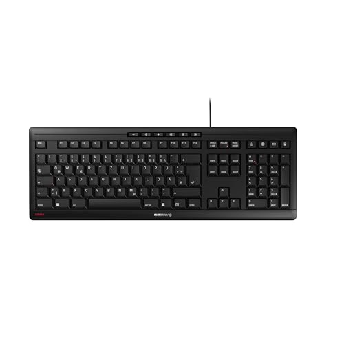 CHERRY Stream Keyboard, Clavier Filaire, Disposition Allemande (QWERTZ), Frappe silencieuse, Sensation de Frappe Unique, Design Plat, Noir