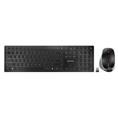 CHERRY DW 9500 Slim, Ensemble Clavier et Souris sans Fil, Disposition EU (QWERTY), Bluetooth ou Radio 2,4 GHz, Souris Ergonomique pour Droitiers, Gris Anthracite