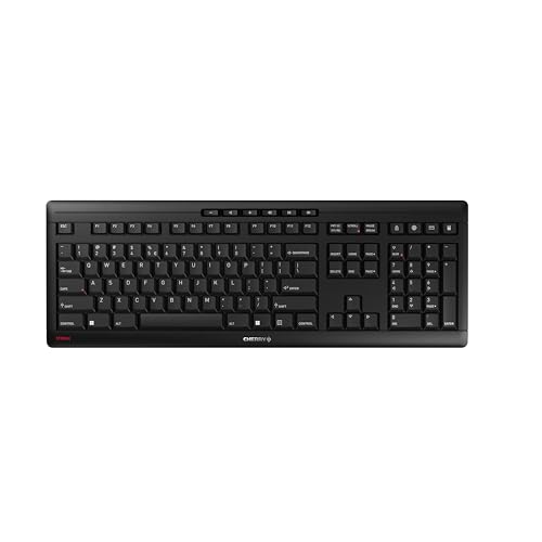 CHERRY Stream Keyboard Wireless, Clavier sans Fil, Disposition EU (QWERTY), Connexion Radio 2,4 GHz, Touches silencieuses, Design Plat, Alimenté par Batterie, Noir