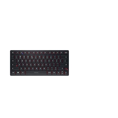 CHERRY KW 9200 Mini, Clavier Compact Multi-Appareils Jusqu’à 4 Appareils, Disposition EU (QWERTY), Bluetooth, 2,4 GHz ou Filaire, Rechargeable, Noir