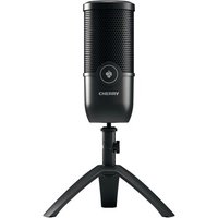 CHERRY UM 3.0, Microphone USB pour podcasts, Streaming, Home-Office, Caractéristique cardioïde, Connexion écouteurs, Compatible avec PC Mac PS4 PS5, Noir