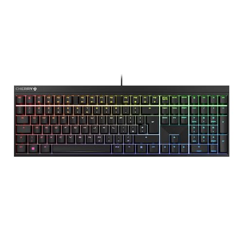 CHERRY MX 2.0S, Clavier de Gaming Mécanique avec Rétro-Éclairage RGB, Disposition UK (QWERTY), Filaire, Conçu en Allemagne, Original MX Red Switches, Noir