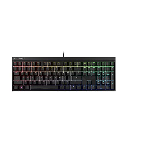 CHERRY MX 2.0S, Clavier de Gaming Mécanique avec Rétro-Éclairage RGB, Disposition EU (QWERTY), Filaire, Conçu en Allemagne, Original MX Red Switches, Noir