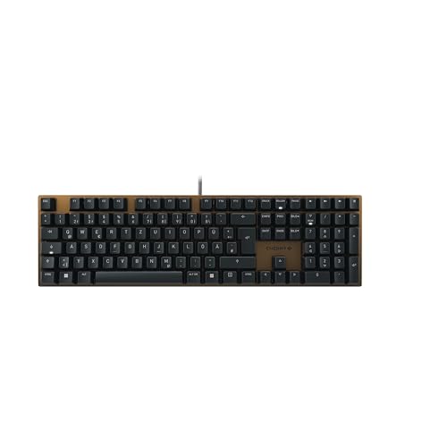 CHERRY KC 200 MX, Clavier de Bureau mécanique avec Plaque en métal anodisé, Disposition Allemande (QWERTZ), Filaire, MX2A Silent Red Switches, Noir Bronze