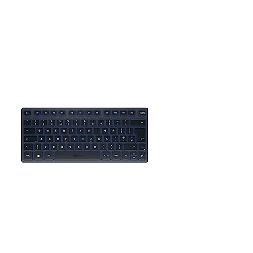 CHERRY KW 7100 MINI BT, Clavier compact multi-appareils avec trois canaux Bluetooth, Disposition UK (QWERTY), Design plat, étui de transport inclus, Slate Blue